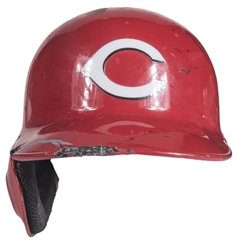 2013 Joey Votto Game Used Cincinnati Reds Batting Helmet Photo Matched To 4/14/13 For Career Home Run #134 (MLB Authenticated & Resolution Photomatching)
